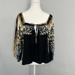 Free People Wild‎ Memories Floral Print Square Neck Boho Blouse Women's Size S